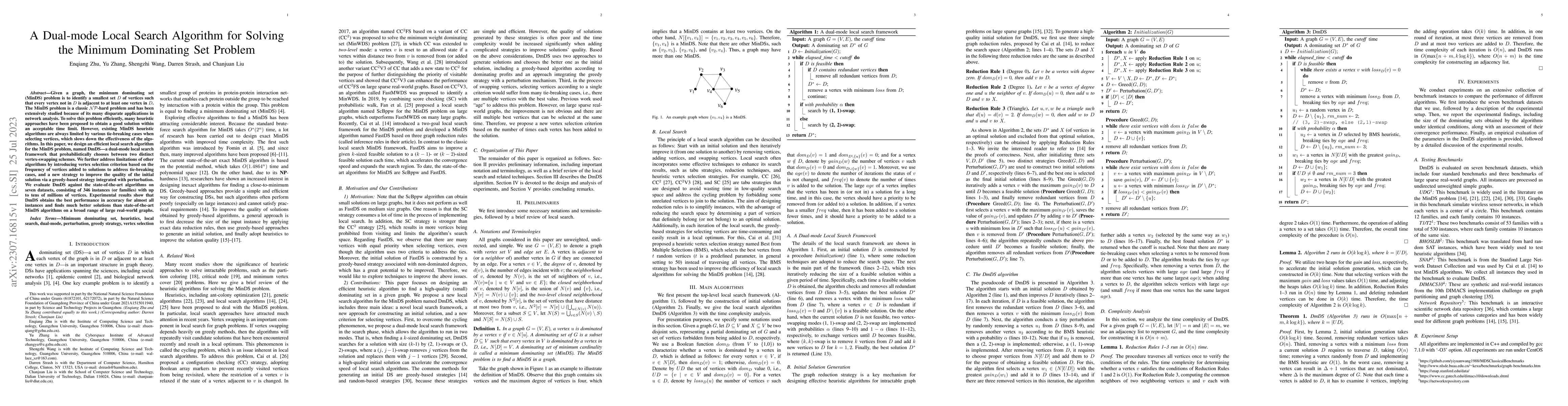 Thumbnail for A Dual-mode Local Search Algorithm for Solving the Minimum Dominating
  Set Problem