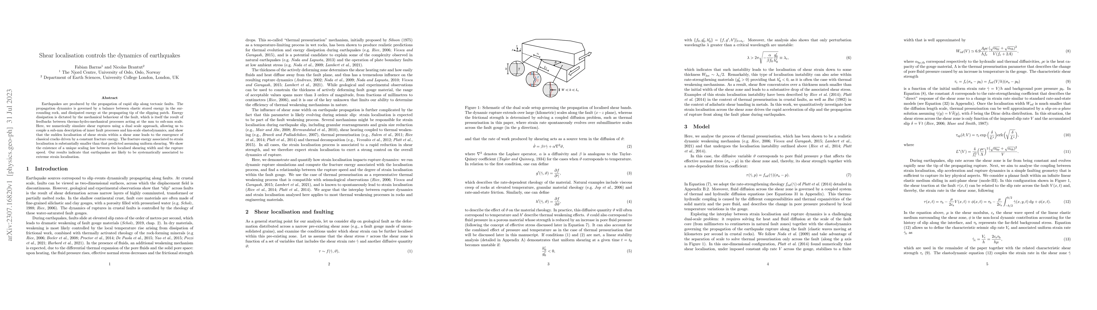 Thumbnail for Shear localisation controls the dynamics of earthquakes