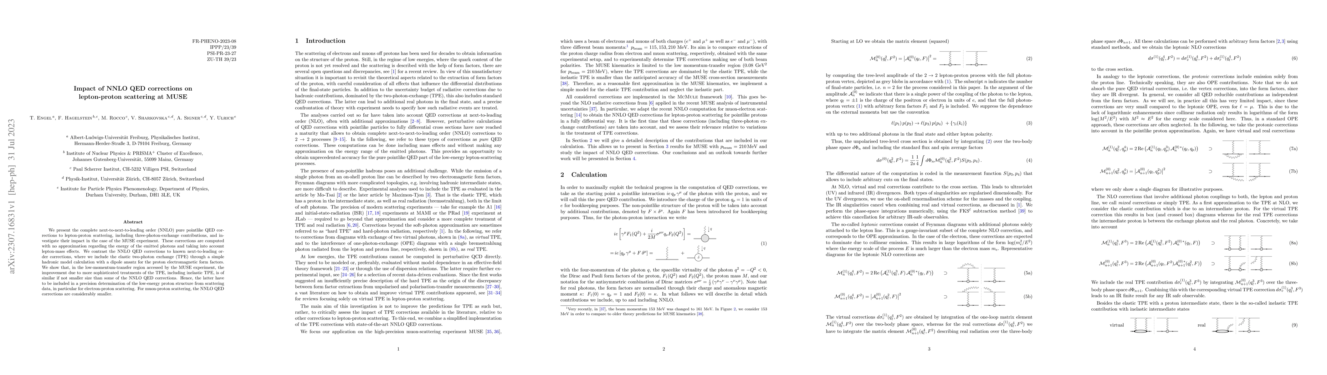Thumbnail for Impact of NNLO QED corrections on lepton-proton scattering at MUSE