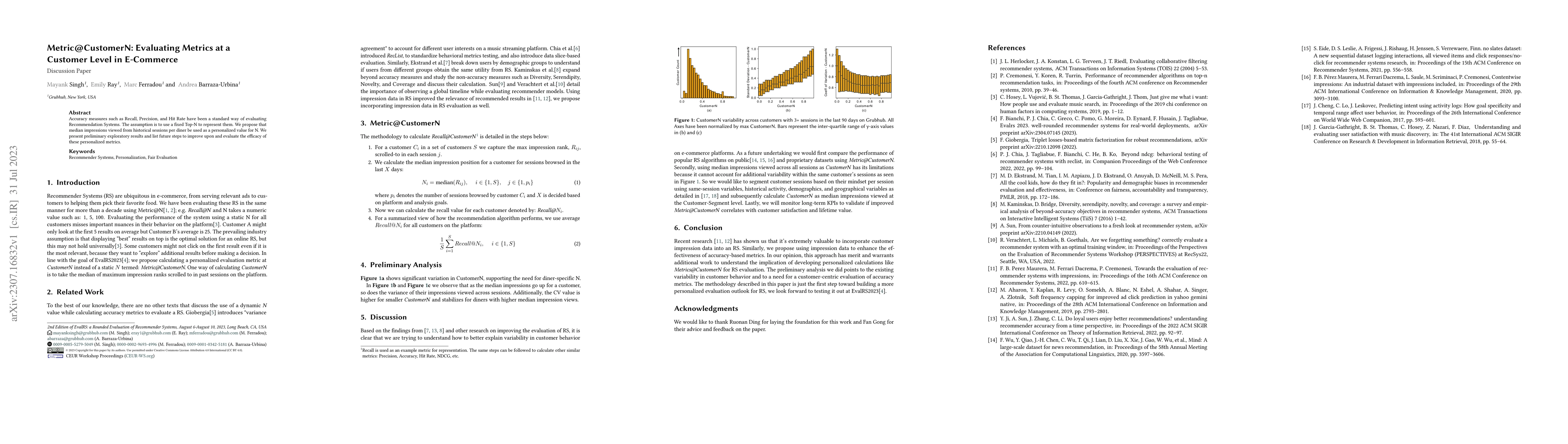Thumbnail for Metric@CustomerN: Evaluating Metrics at a Customer Level in E-Commerce
