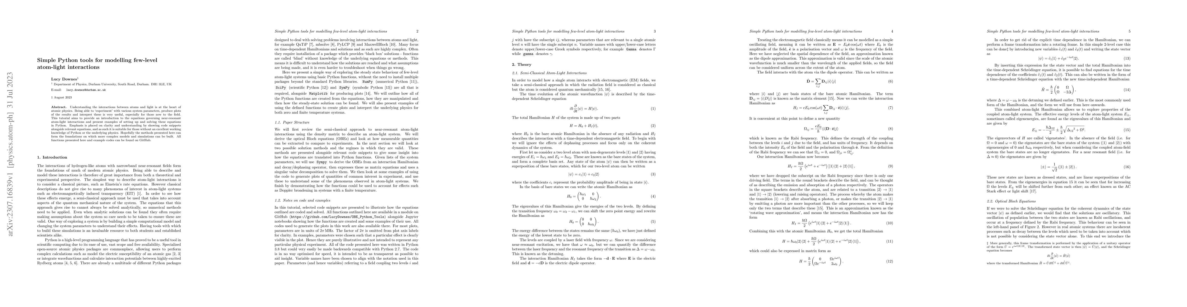 Thumbnail for Simple Python tools for modelling few-level atom-light interactions