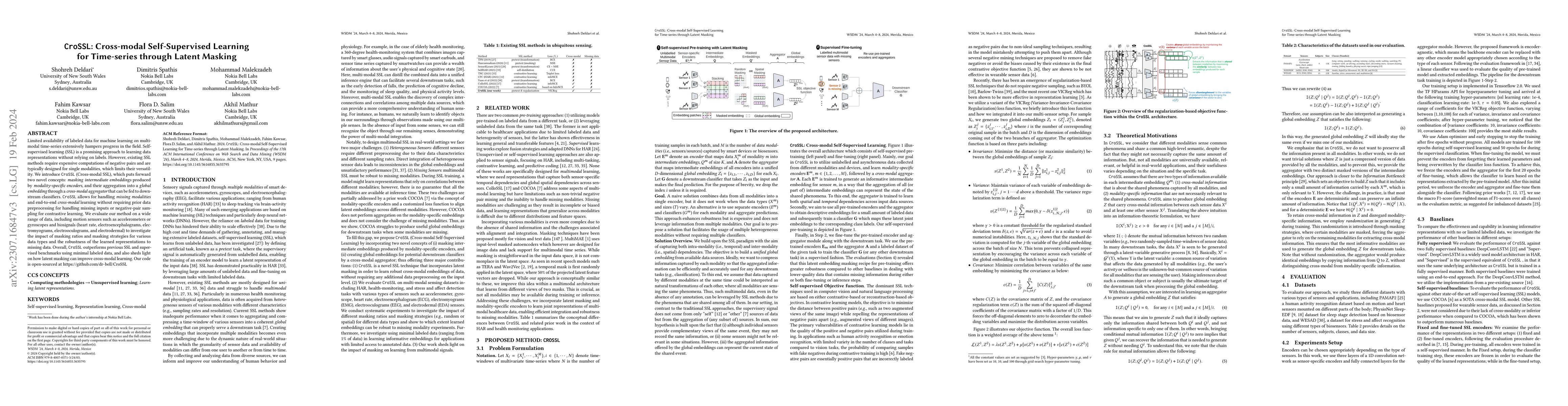 Thumbnail for CroSSL: Cross-modal Self-Supervised Learning for Time-series through
  Latent Masking