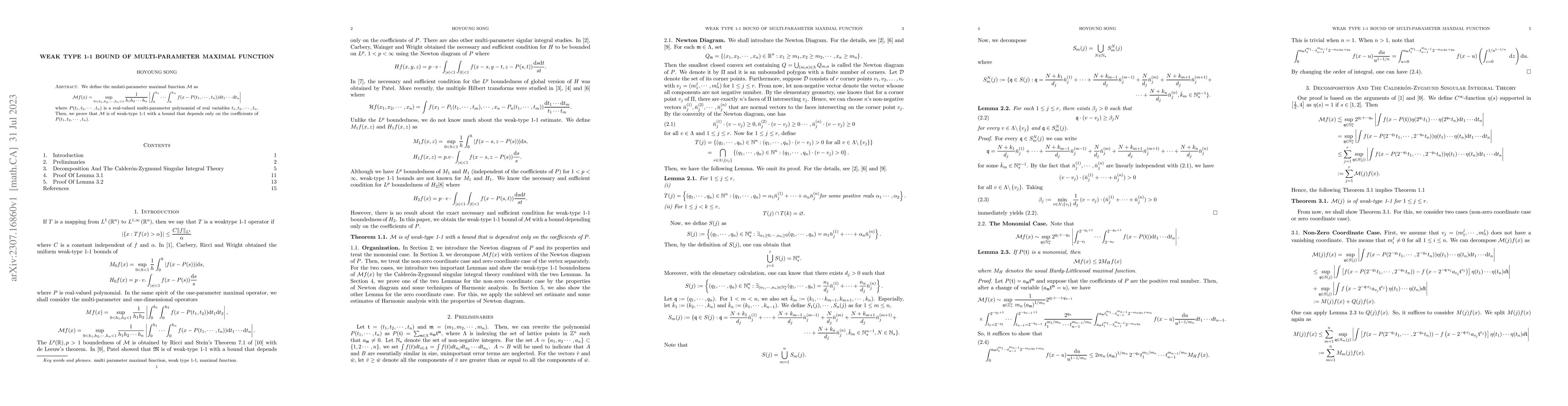 Thumbnail for Weak type 1-1 bound of multi-parameter maximal function