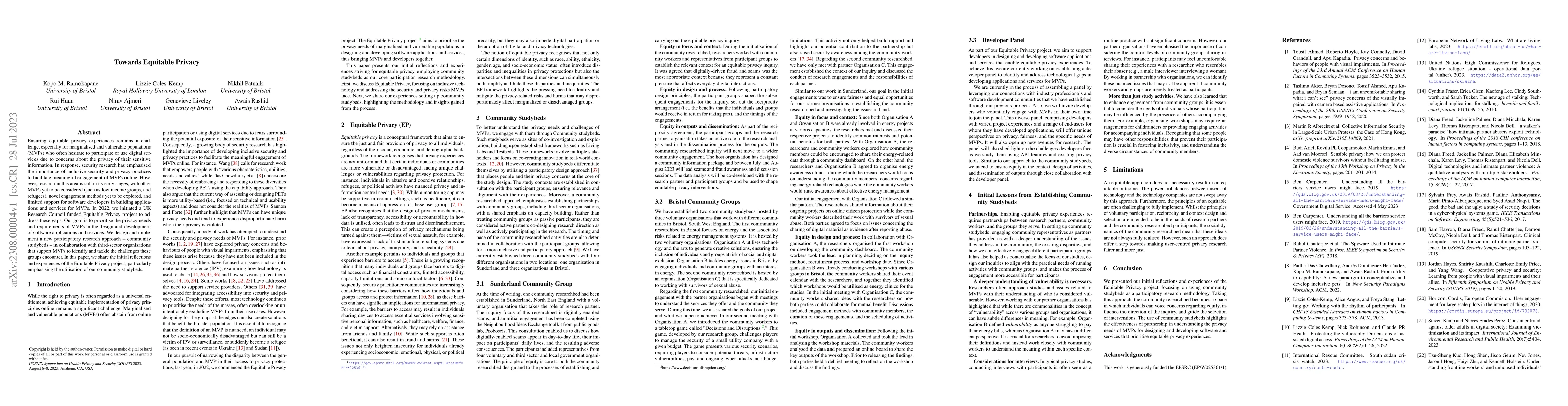 Thumbnail for Towards Equitable Privacy