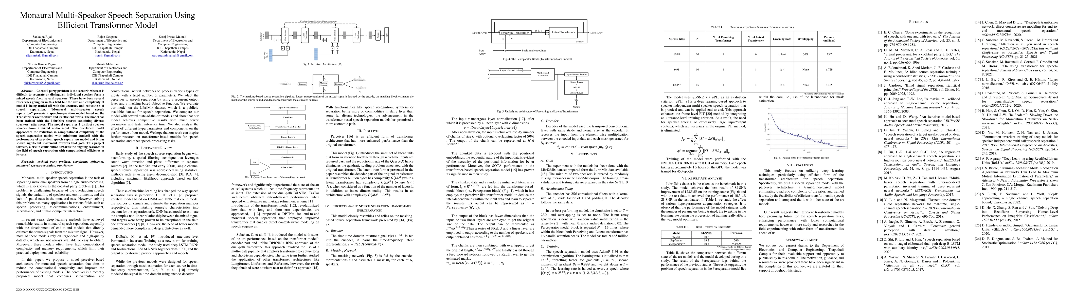 Thumbnail for Monaural Multi-Speaker Speech Separation Using Efficient Transformer
  Model