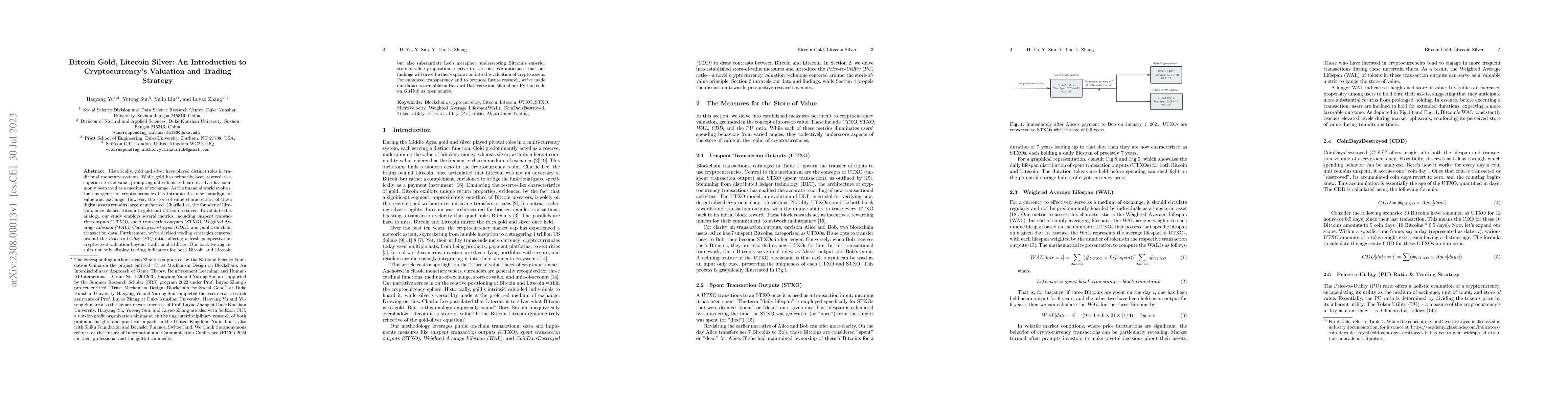 Thumbnail for Bitcoin Gold, Litecoin Silver:An Introduction to Cryptocurrency's
  Valuation and Trading Strategy