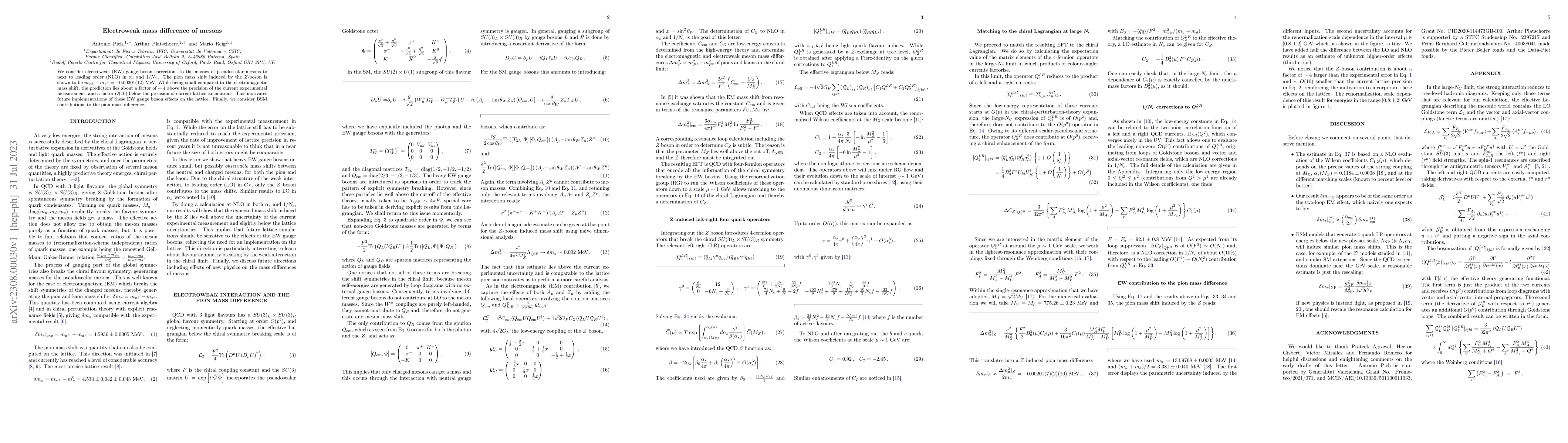 Thumbnail for Electroweak mass difference of mesons