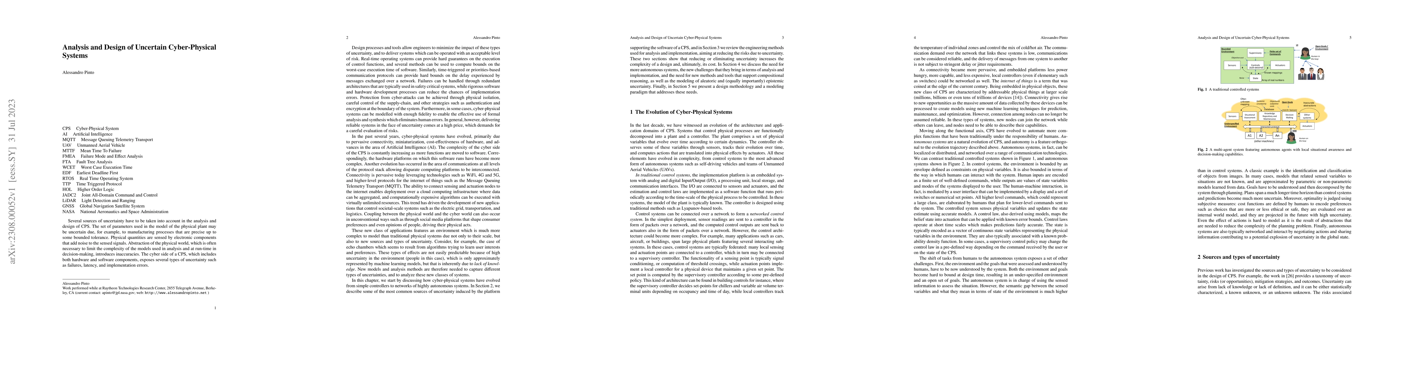 Thumbnail for Analysis and Design of Uncertain Cyber-Physical Systems