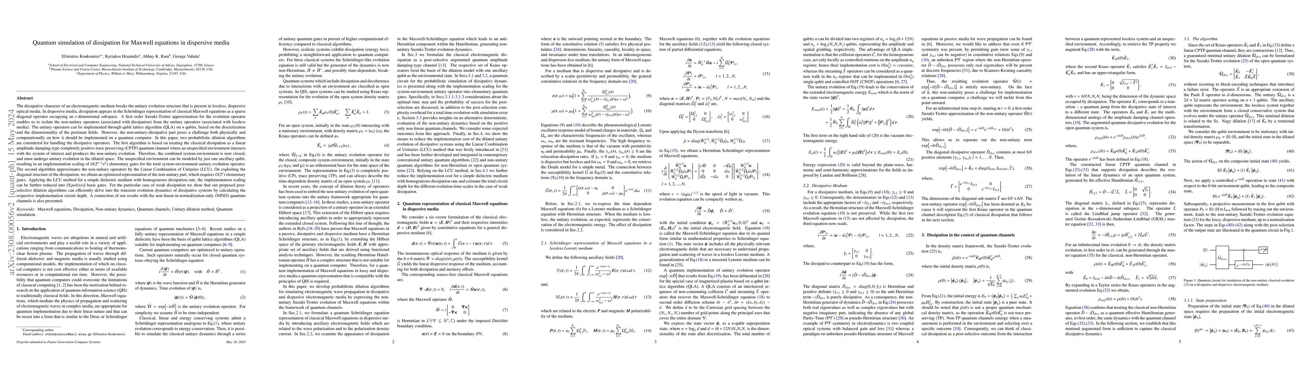 Thumbnail for Quantum simulation of dissipation for Maxwell equations in dispersive
  media