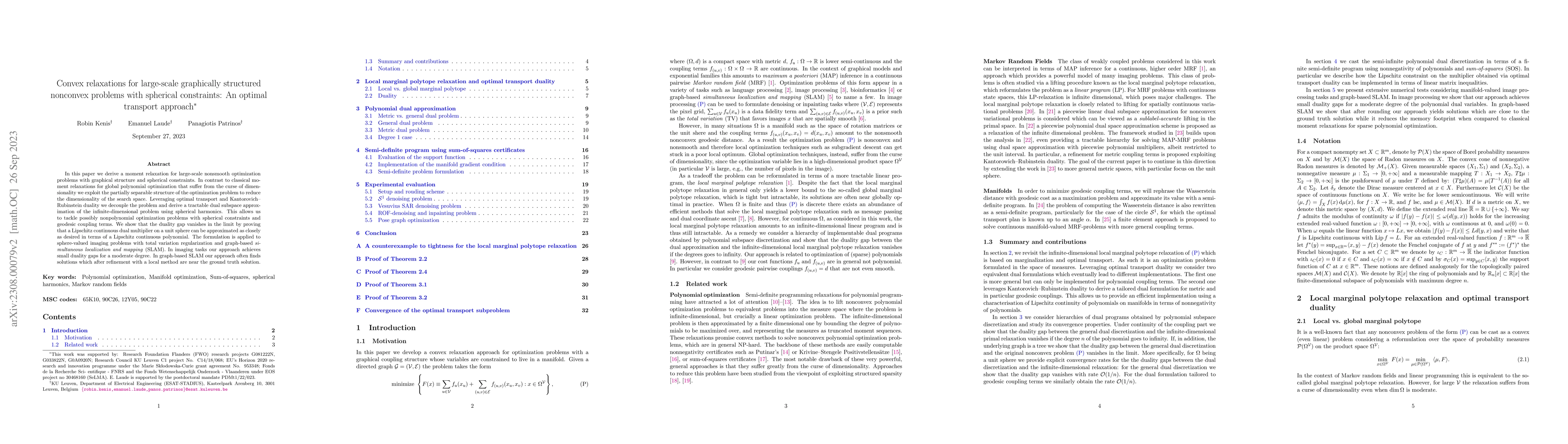 Thumbnail for Convex relaxations for large-scale graphically structured nonconvex
  problems with spherical constraints: An optimal transport approach