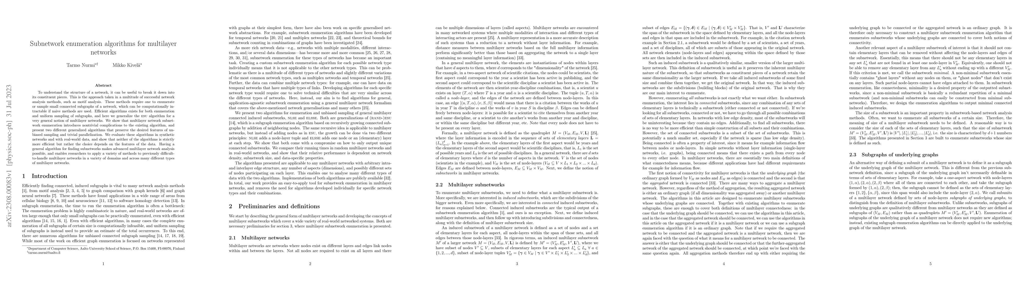 Thumbnail for Subnetwork enumeration algorithms for multilayer networks