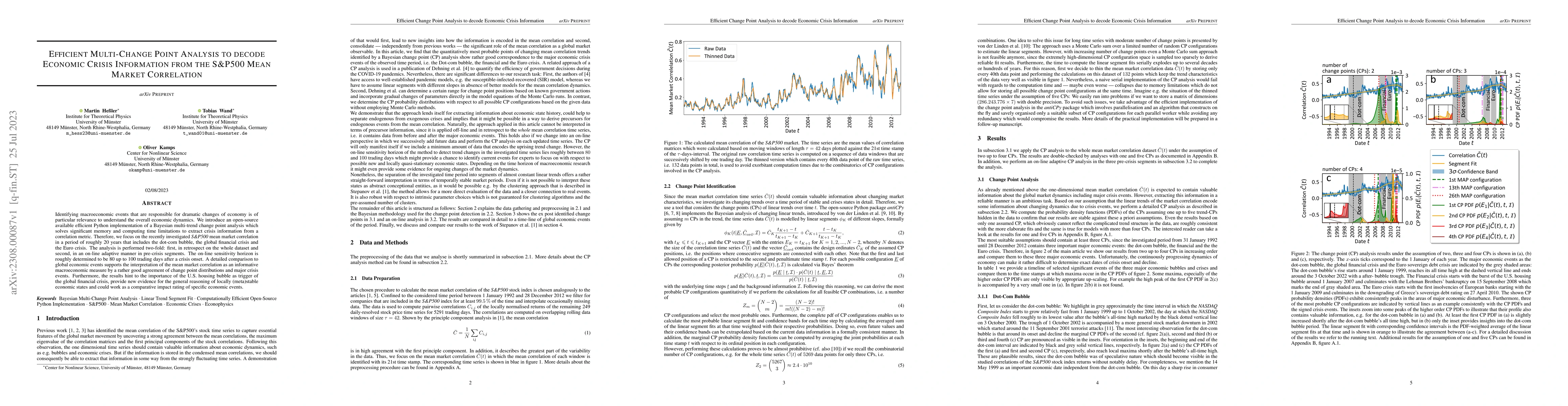 Thumbnail for Efficient Multi-Change Point Analysis to decode Economic Crisis
  Information from the S&P500 Mean Market Correlation