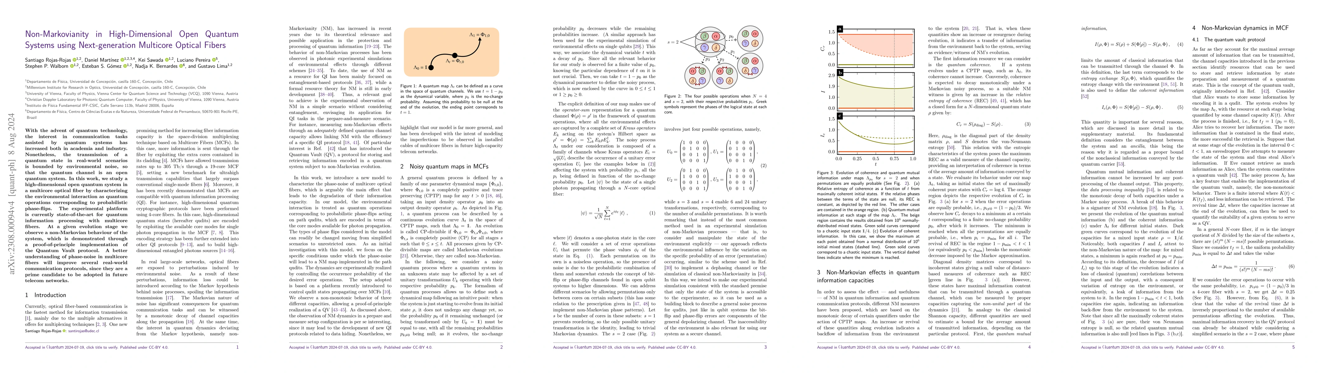 Thumbnail for Non-Markovianity in High-Dimensional Open Quantum Systems using
  Next-generation Multicore Optical Fibers