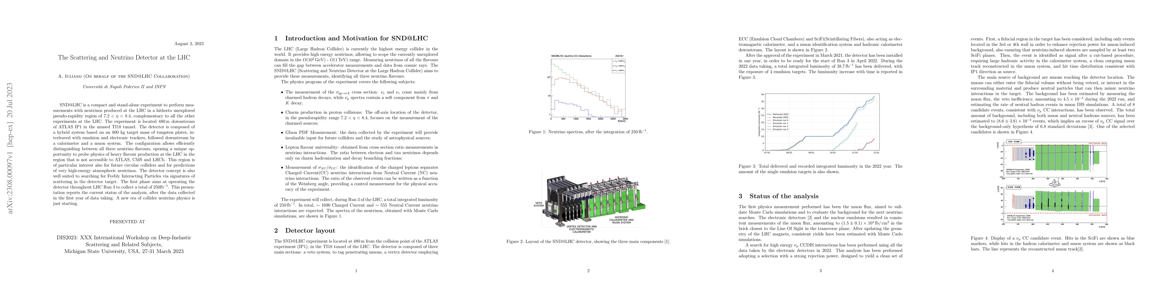 Thumbnail for The Scattering and Neutrino Detector at the LHC