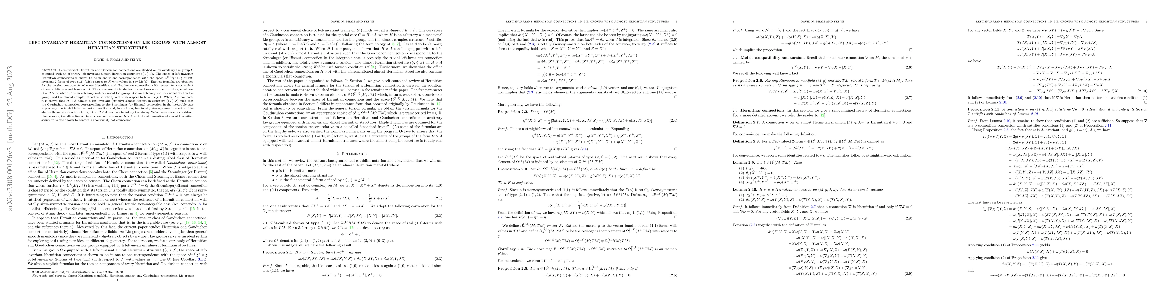 Thumbnail for Left-invariant Hermitian connections on Lie groups with almost Hermitian
  structures