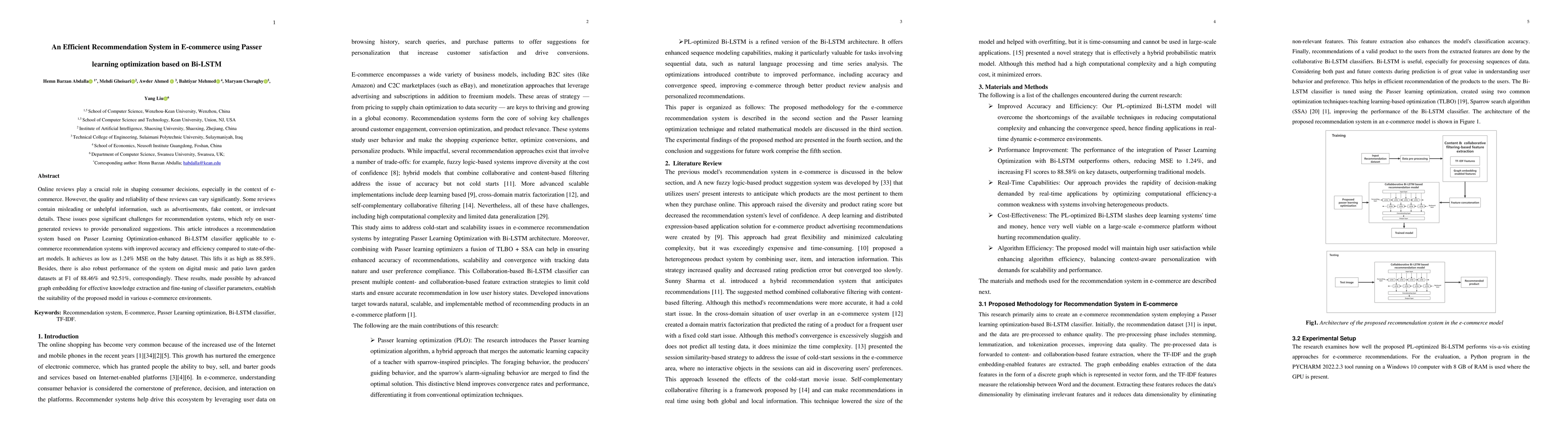 Thumbnail for An Efficient Recommendation System in E-commerce using Passer learning
  optimization based on Bi-LSTM