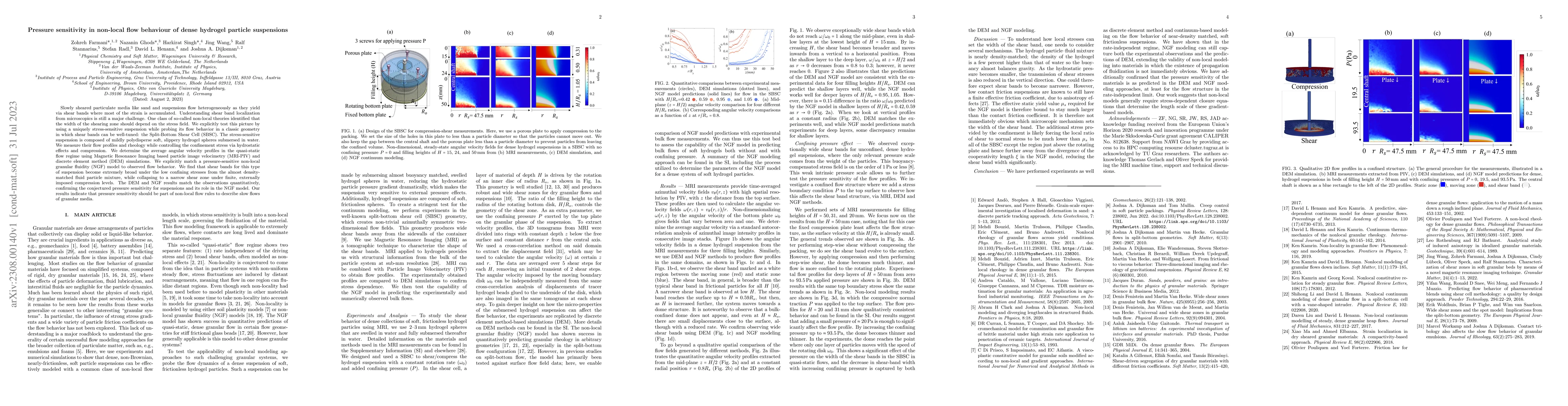 Thumbnail for Pressure sensitivity in non-local flow behaviour of dense hydrogel
  particle suspensions