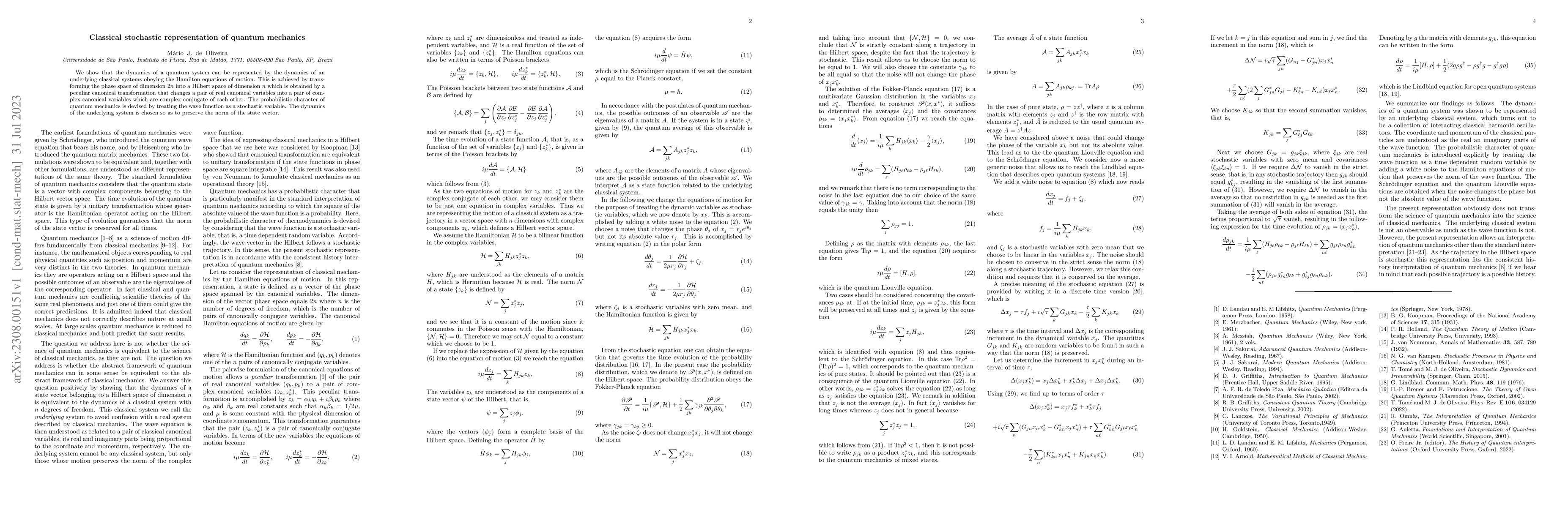 Thumbnail for Classical stochastic representation of quantum mechanics
