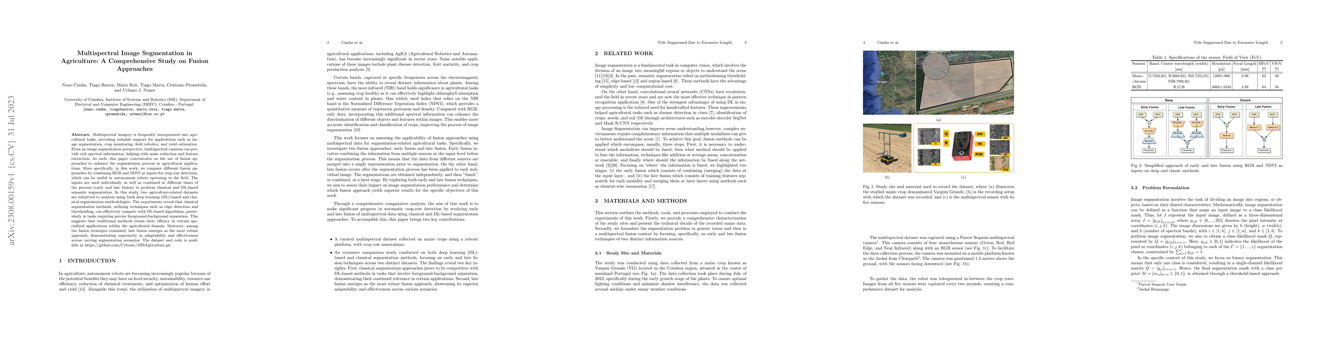 Thumbnail for Multispectral Image Segmentation in Agriculture: A Comprehensive Study
  on Fusion Approaches