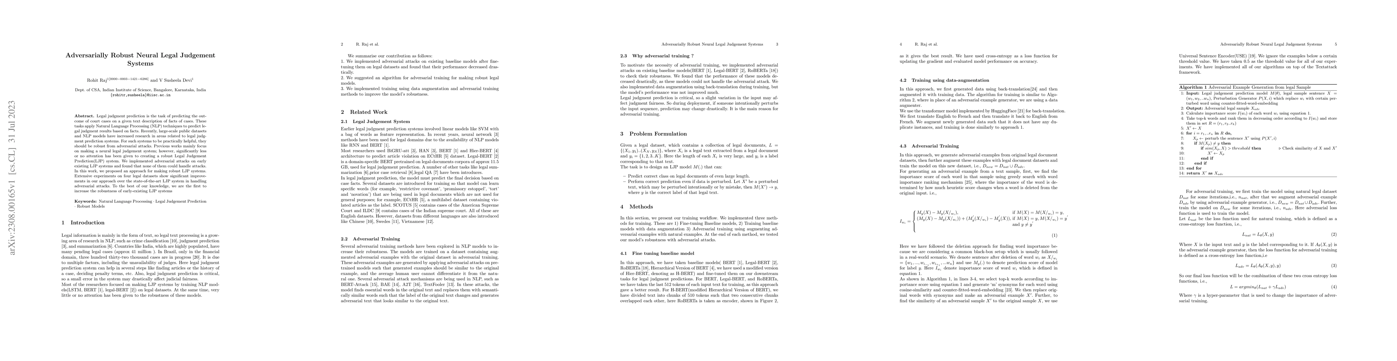 Thumbnail for Adversarially Robust Neural Legal Judgement Systems