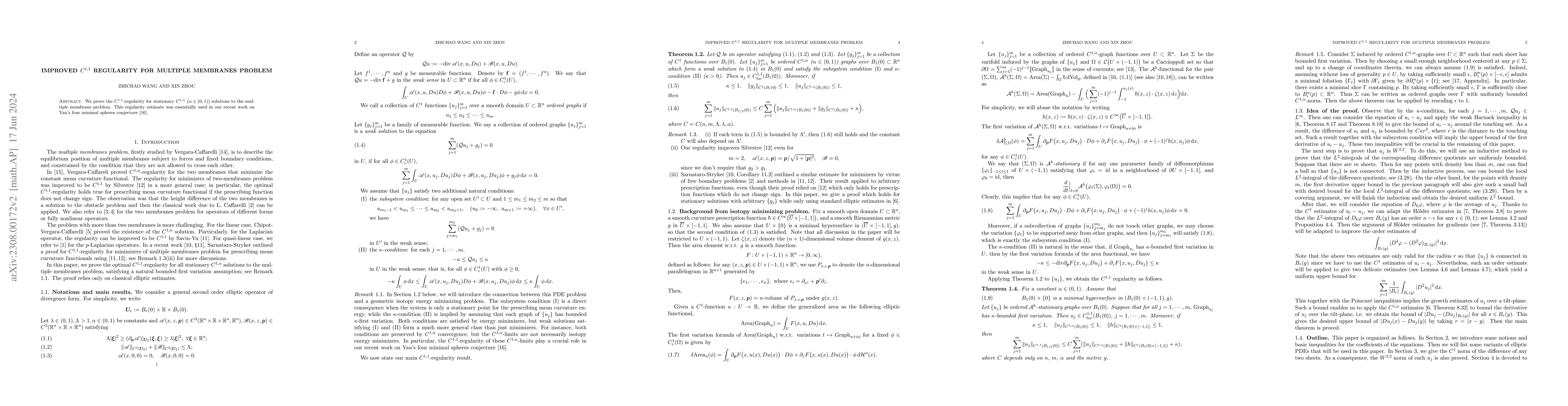 Thumbnail for Improved $C^{1,1}$ regularity for multiple membranes problem