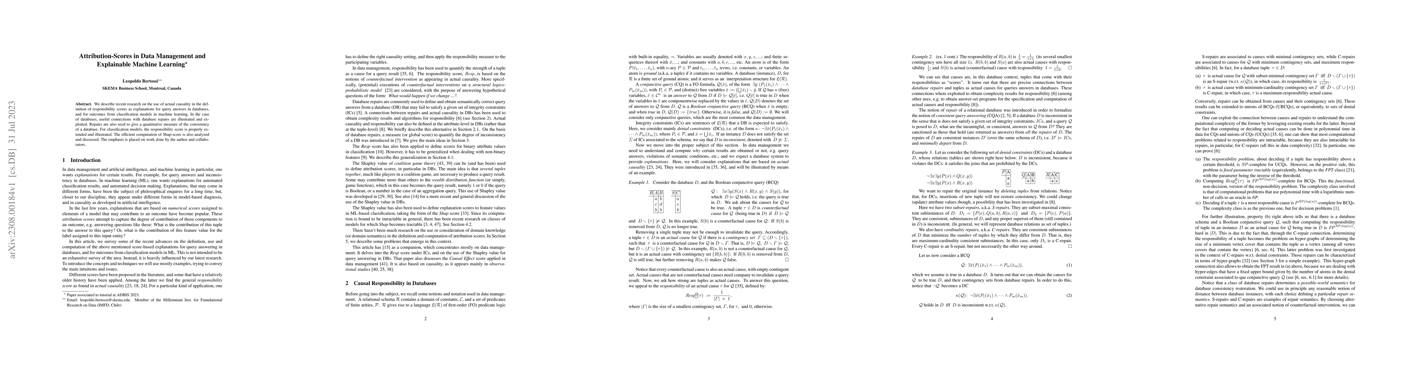 Thumbnail for Attribution-Scores in Data Management and Explainable Machine Learning