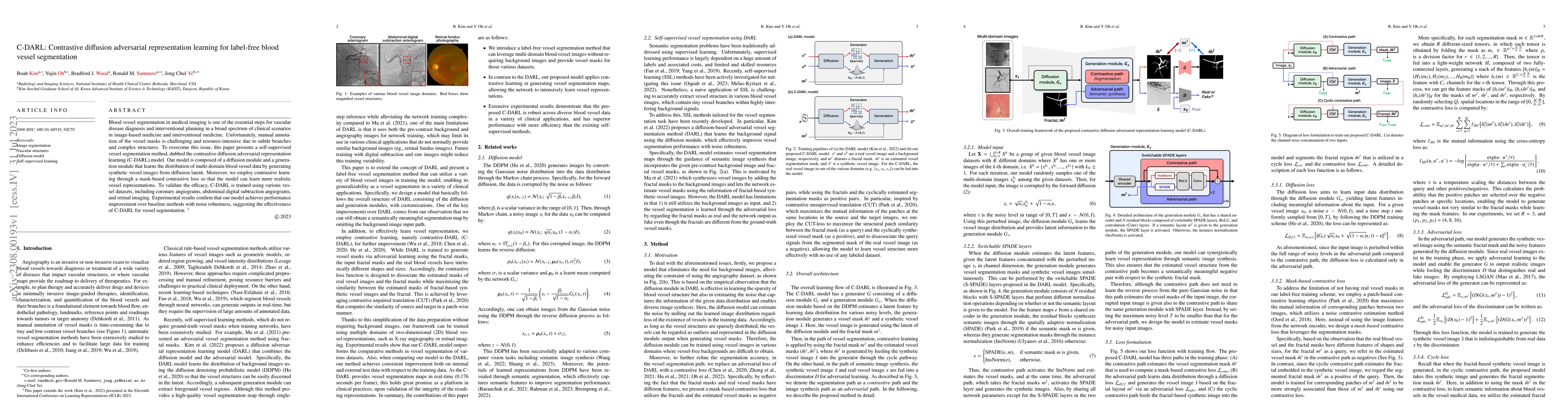 Thumbnail for C-DARL: Contrastive diffusion adversarial representation learning for
  label-free blood vessel segmentation