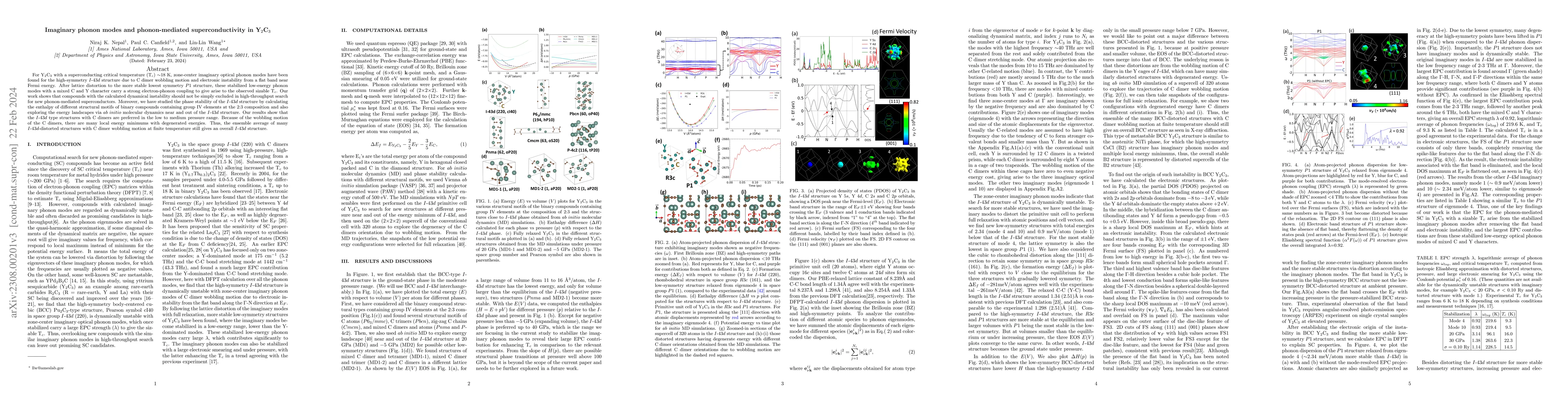 Thumbnail for Imaginary phonon modes and phonon-mediated superconductivity in Y2C3