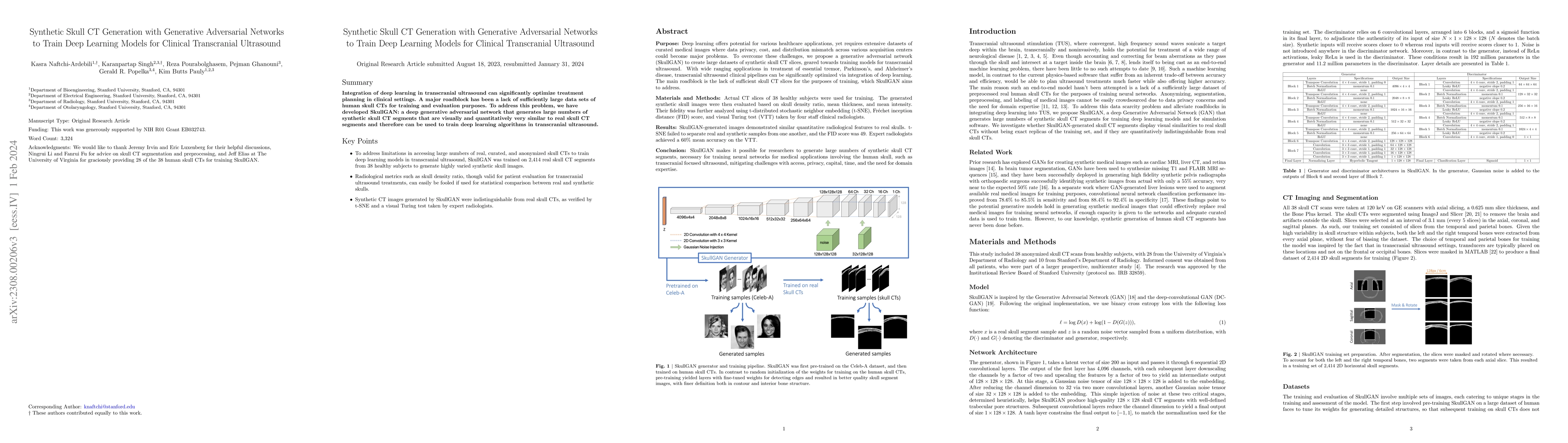 Thumbnail for Synthetic Skull CT Generation with Generative Adversarial Networks to
  Train Deep Learning Models for Clinical Transcranial Ultrasound