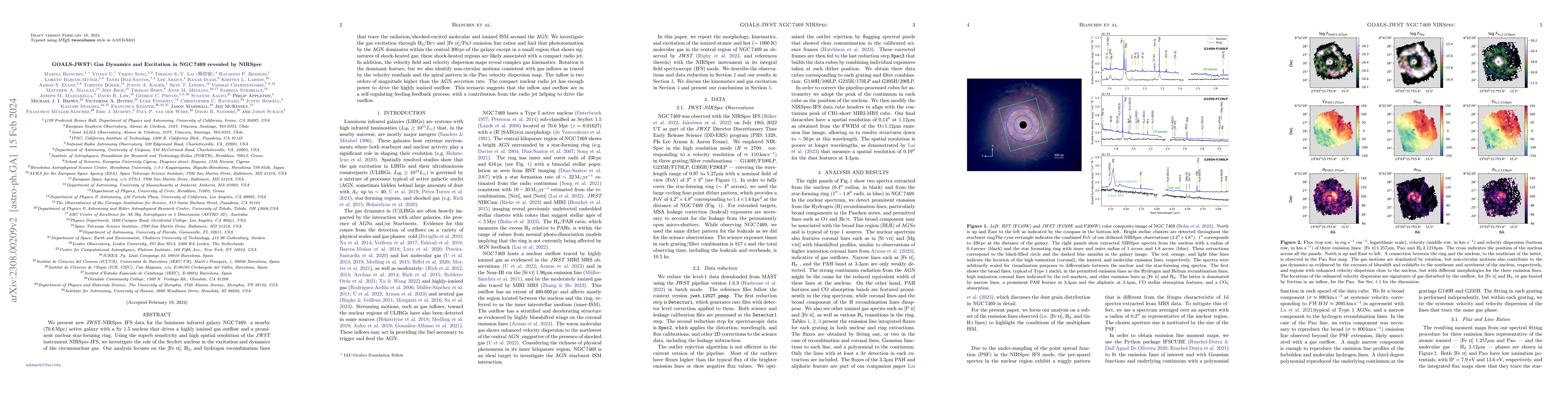 Thumbnail for GOALS-JWST: Gas Dynamics and Excitation in NGC7469 revealed by NIRSpec