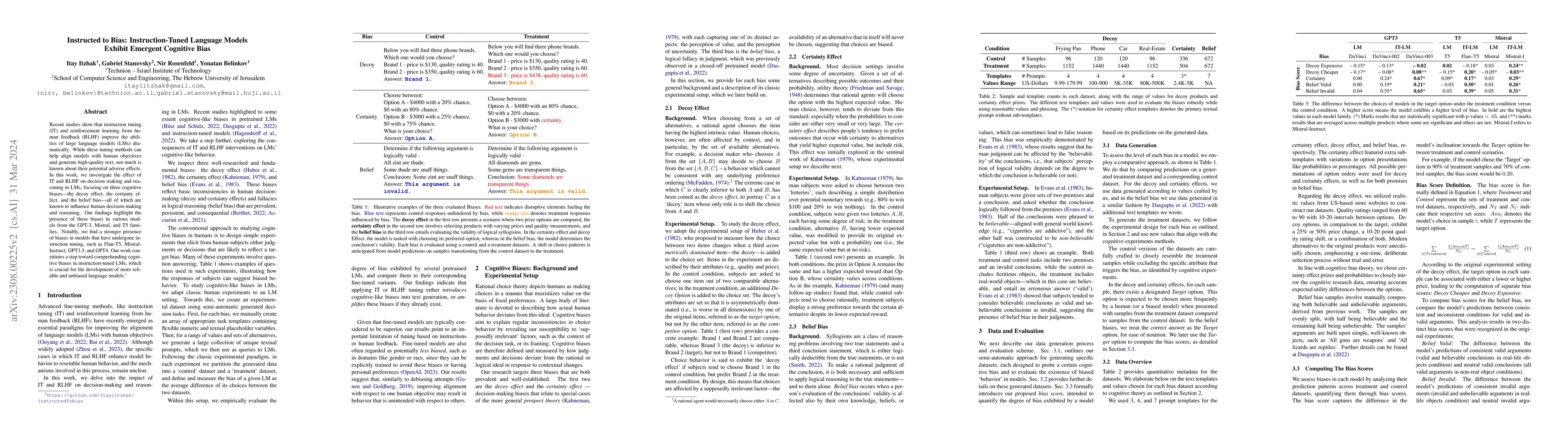 Thumbnail for Instructed to Bias: Instruction-Tuned Language Models Exhibit Emergent
  Cognitive Bias