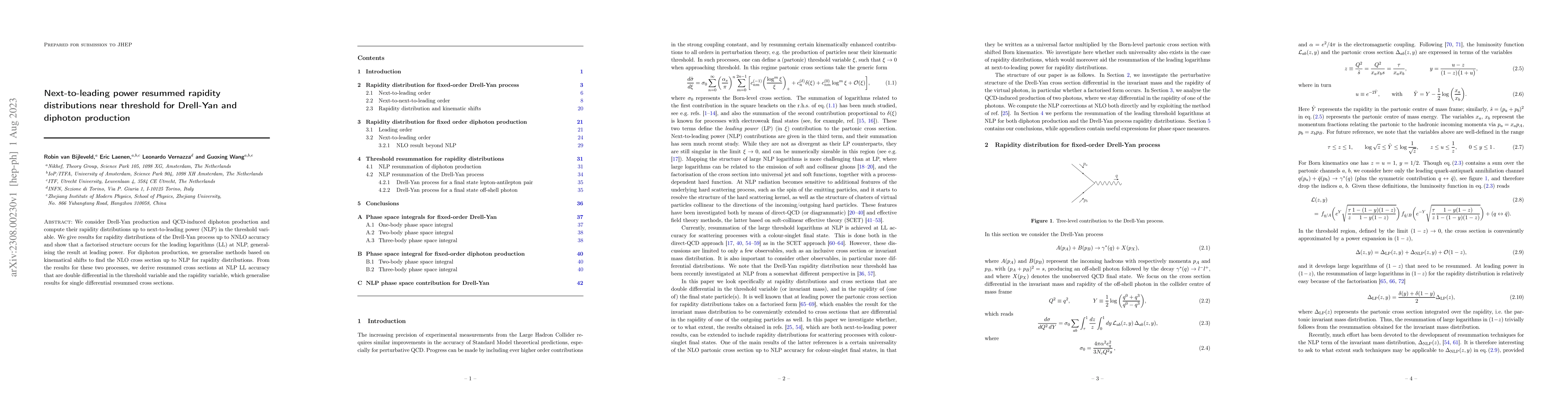 Thumbnail for Next-to-leading power resummed rapidity distributions near threshold for
  Drell-Yan and diphoton production