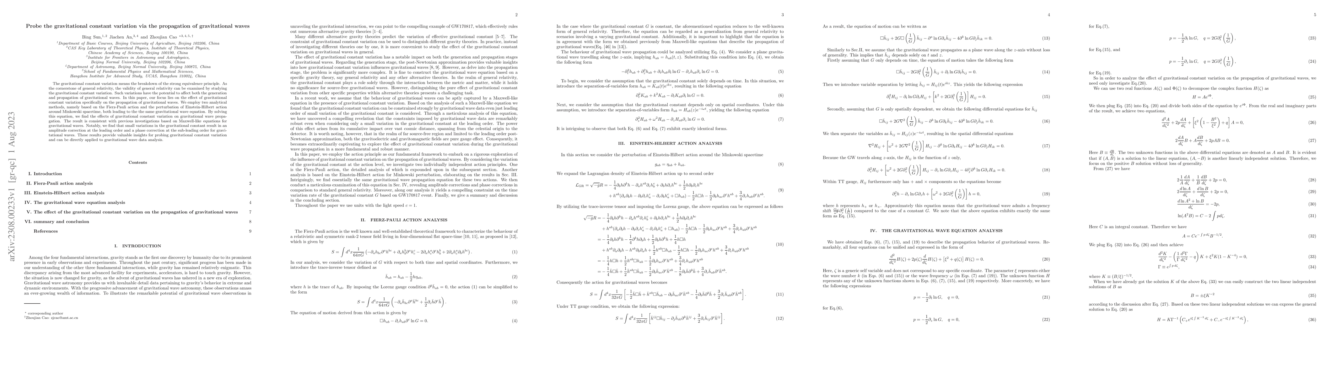 Thumbnail for Probe the gravitational constant variation via the propagation of
  gravitational waves