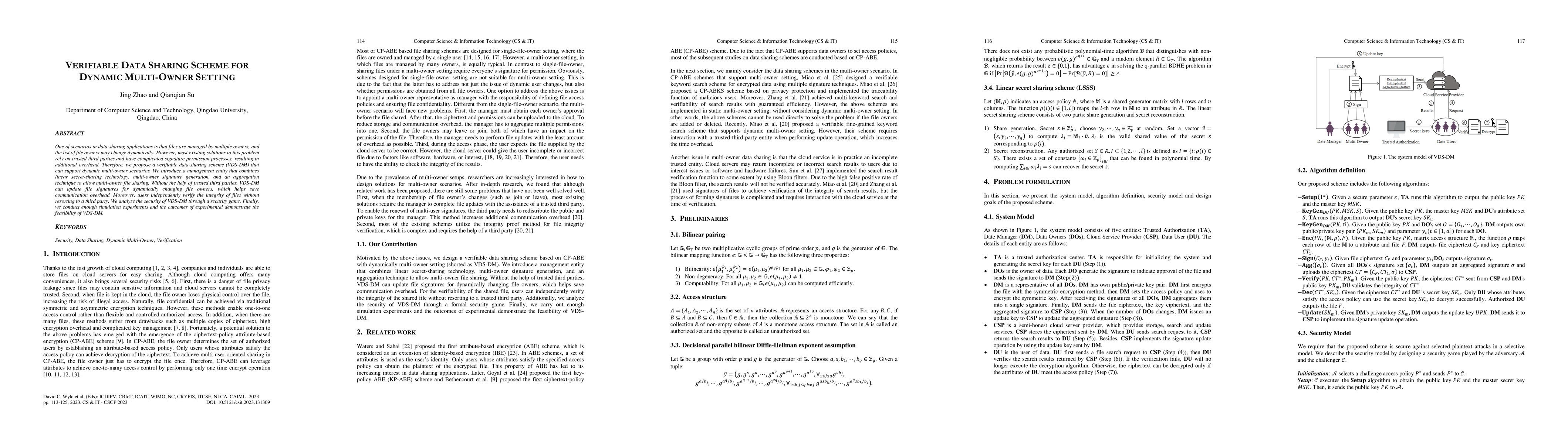 Thumbnail for Verifiable Data Sharing Scheme for Dynamic Multi-Owner Setting