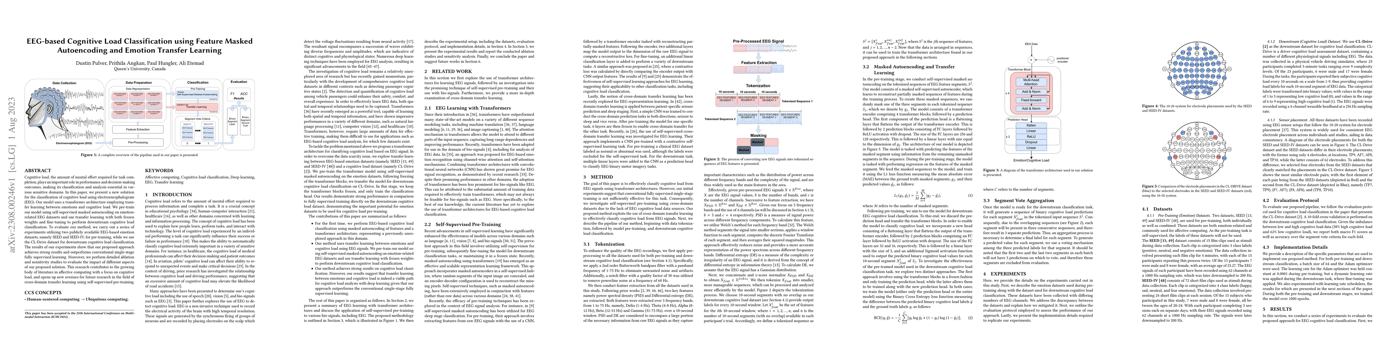 Thumbnail for EEG-based Cognitive Load Classification using Feature Masked
  Autoencoding and Emotion Transfer Learning