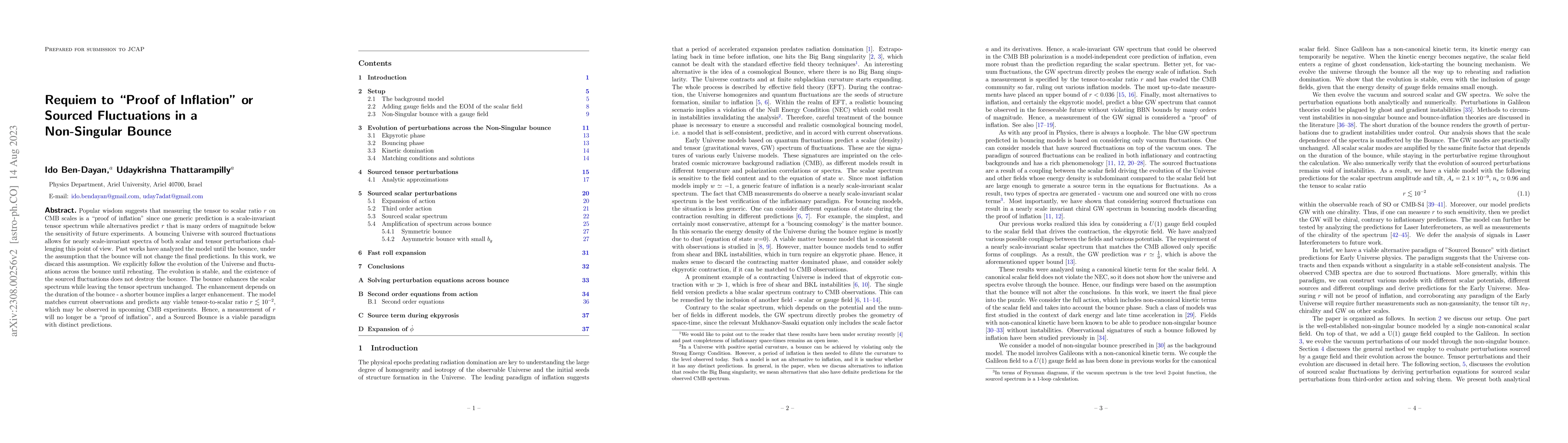 Thumbnail for Requiem to "Proof of Inflation" or Sourced Fluctuations in a
  Non-Singular Bounce