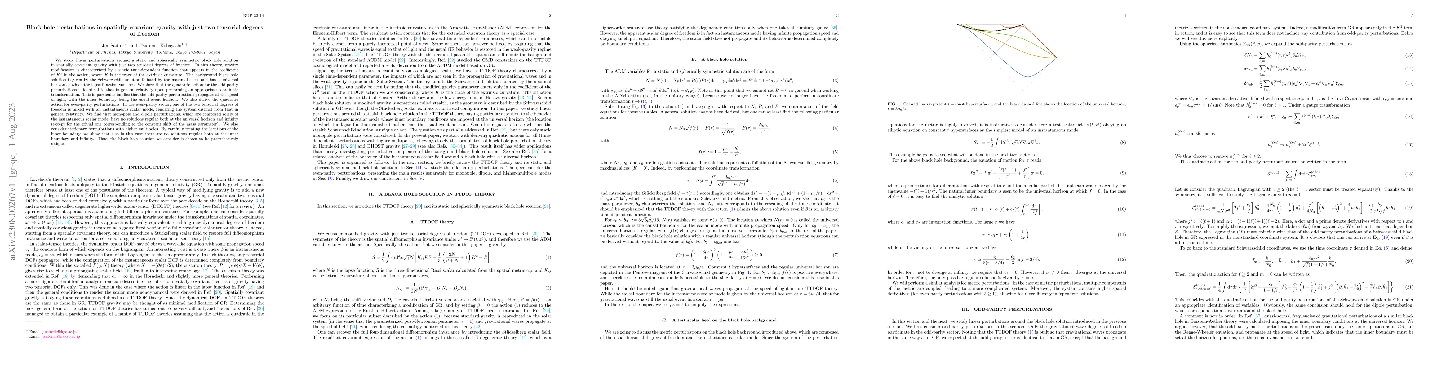 Thumbnail for Black hole perturbations in spatially covariant gravity with just two
  tensorial degrees of freedom