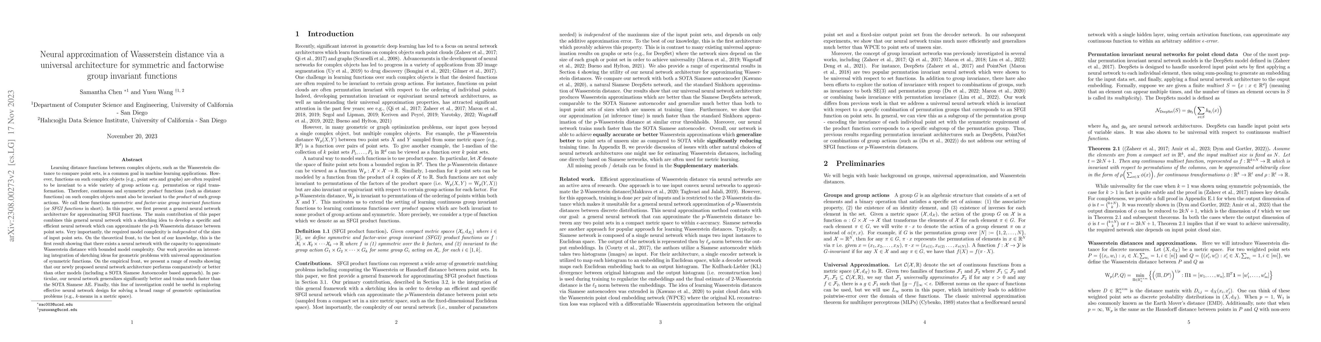 Thumbnail for Neural approximation of Wasserstein distance via a universal
  architecture for symmetric and factorwise group invariant functions