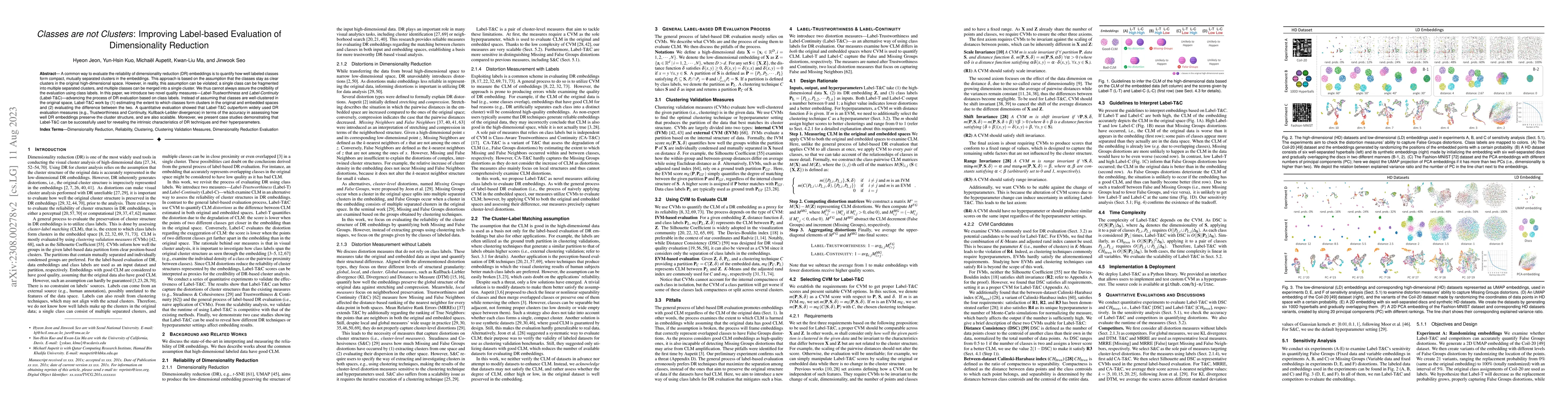 Thumbnail for Classes are not Clusters: Improving Label-based Evaluation of
  Dimensionality Reduction