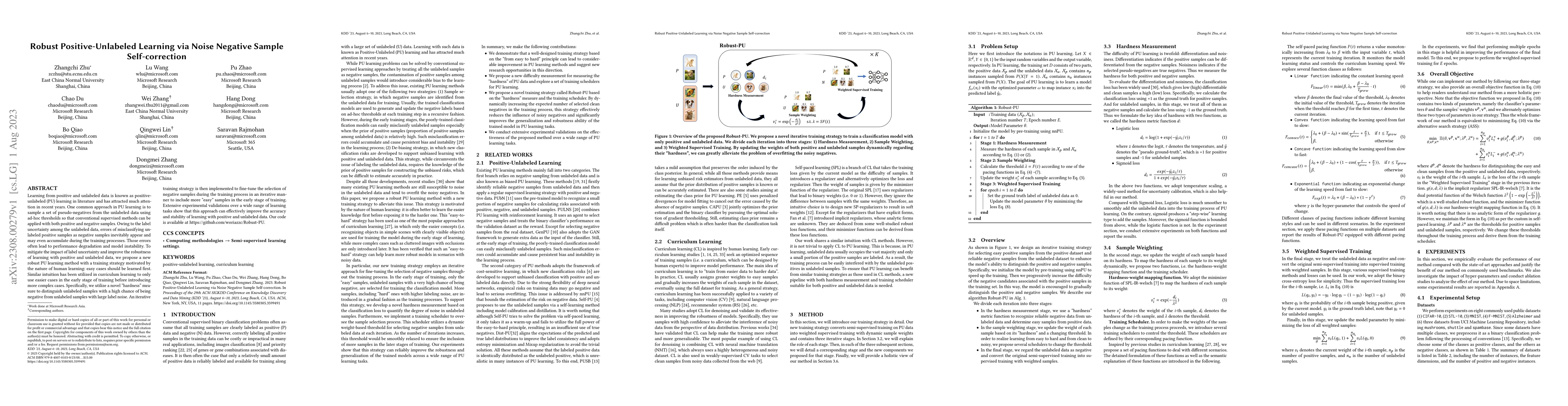Thumbnail for Robust Positive-Unlabeled Learning via Noise Negative Sample
  Self-correction