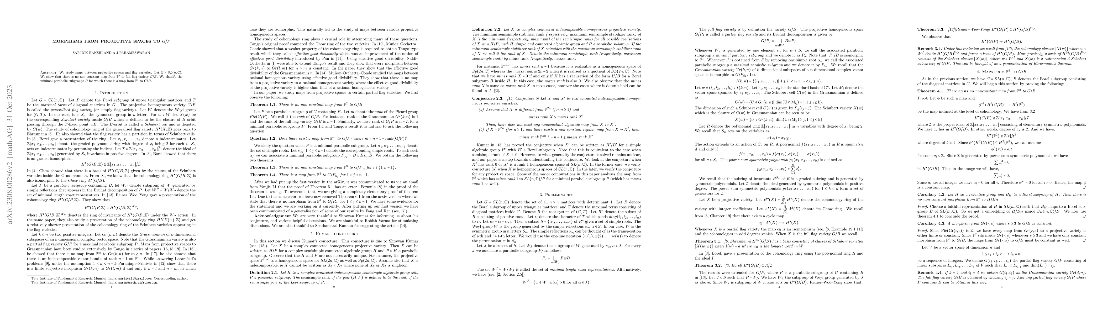 Thumbnail for Morphisms from projective spaces to $G/P$