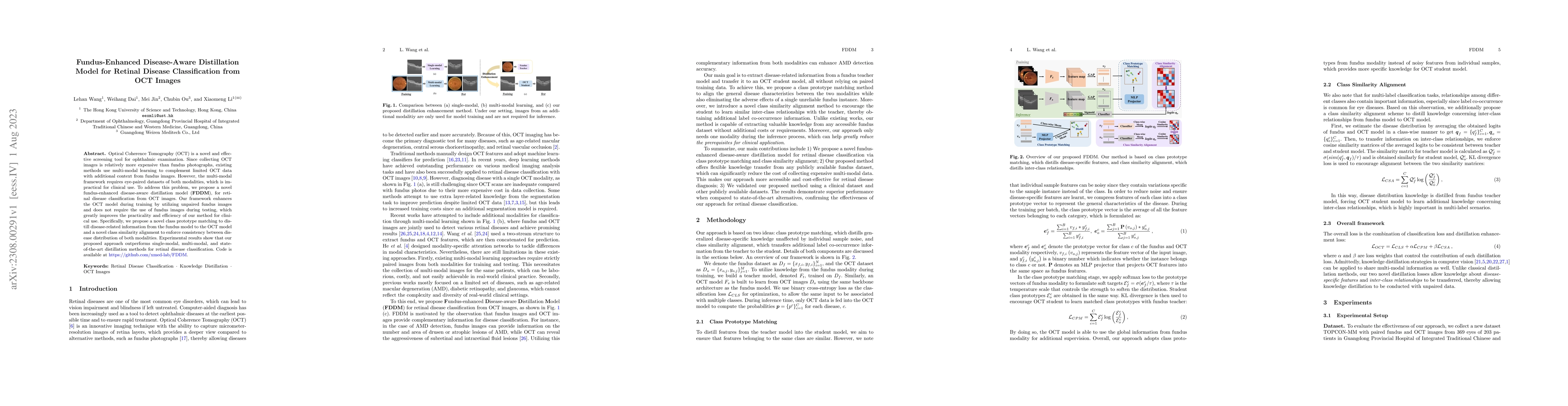 Thumbnail for Fundus-Enhanced Disease-Aware Distillation Model for Retinal Disease
  Classification from OCT Images