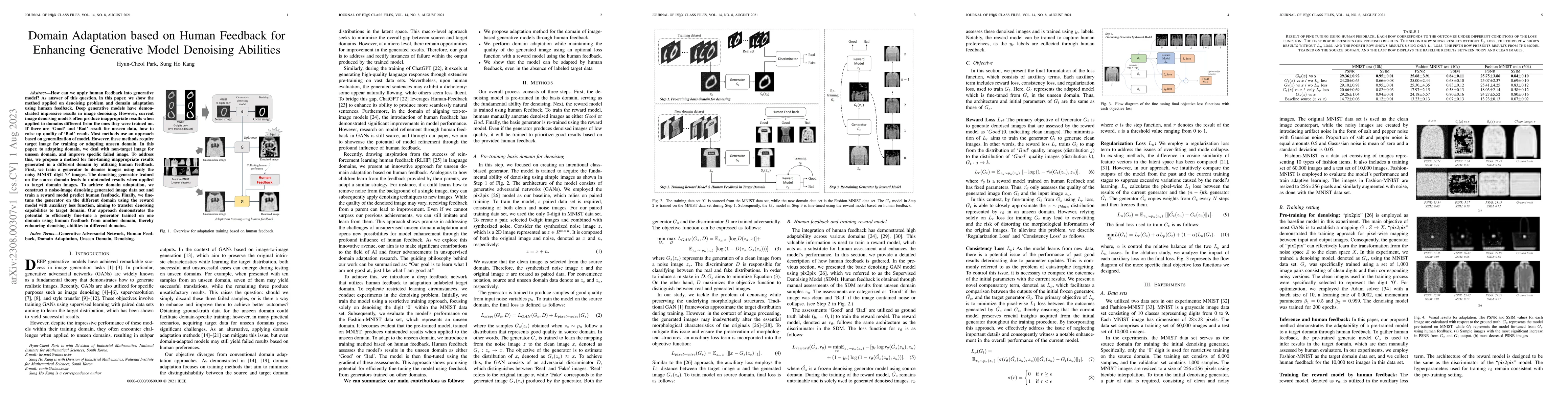 Thumbnail for Domain Adaptation based on Human Feedback for Enhancing Generative Model
  Denoising Abilities