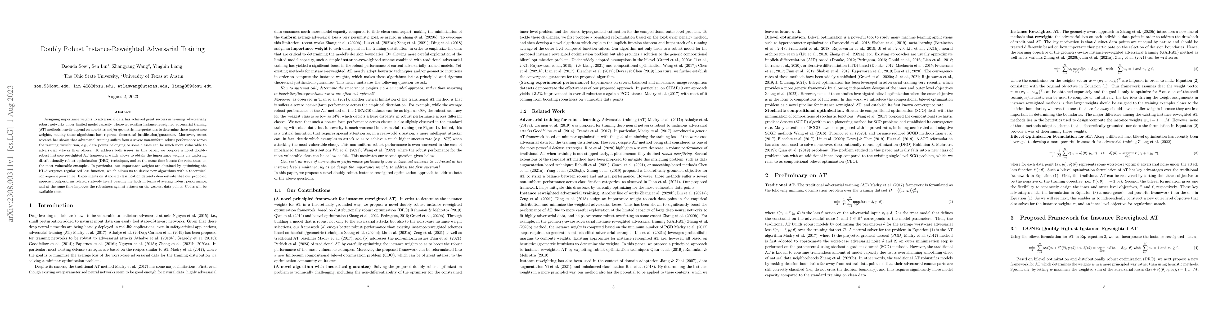 Thumbnail for Doubly Robust Instance-Reweighted Adversarial Training