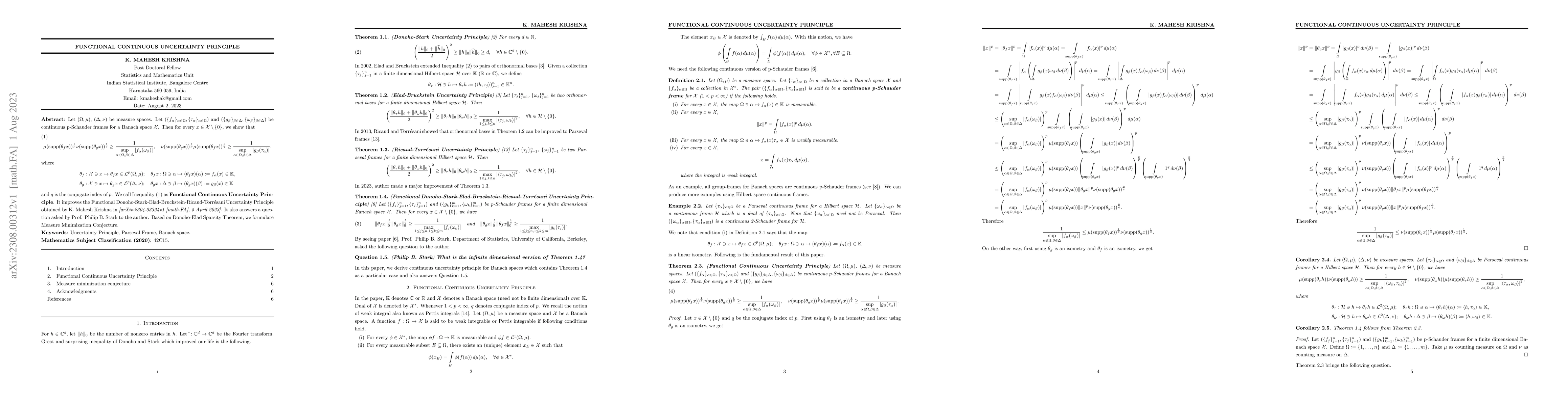 Thumbnail for Functional Continuous Uncertainty Principle