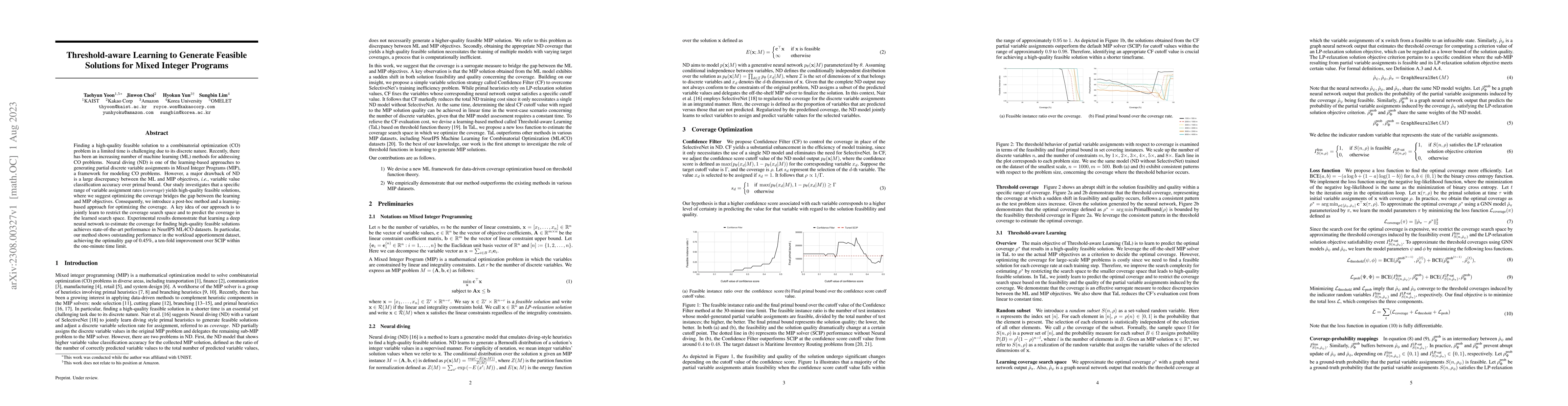 Thumbnail for Threshold-aware Learning to Generate Feasible Solutions for Mixed
  Integer Programs