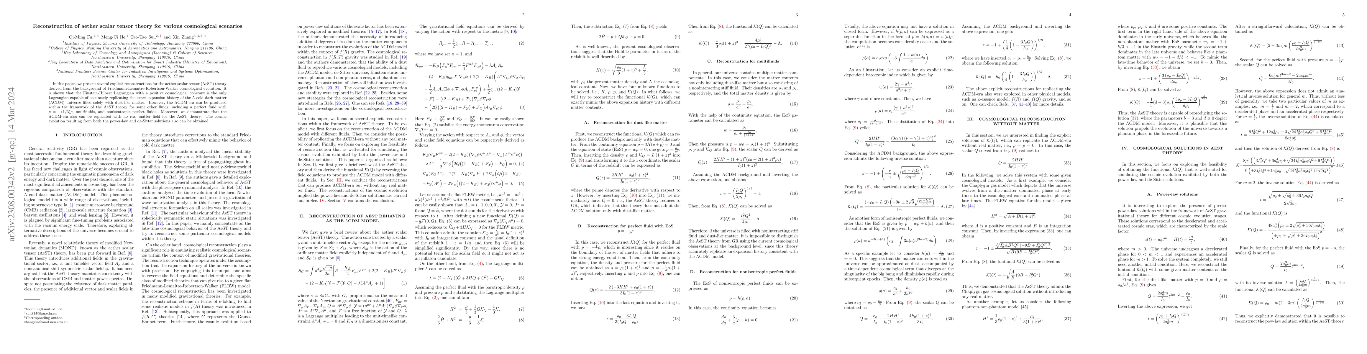 Thumbnail for Reconstruction of aether scalar tensor theory for various cosmological
  scenarios