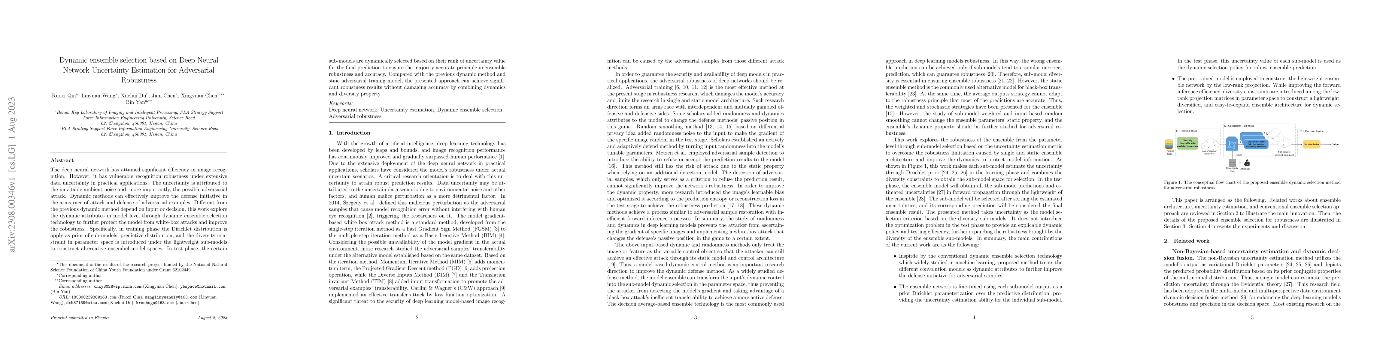 Thumbnail for Dynamic ensemble selection based on Deep Neural Network Uncertainty
  Estimation for Adversarial Robustness