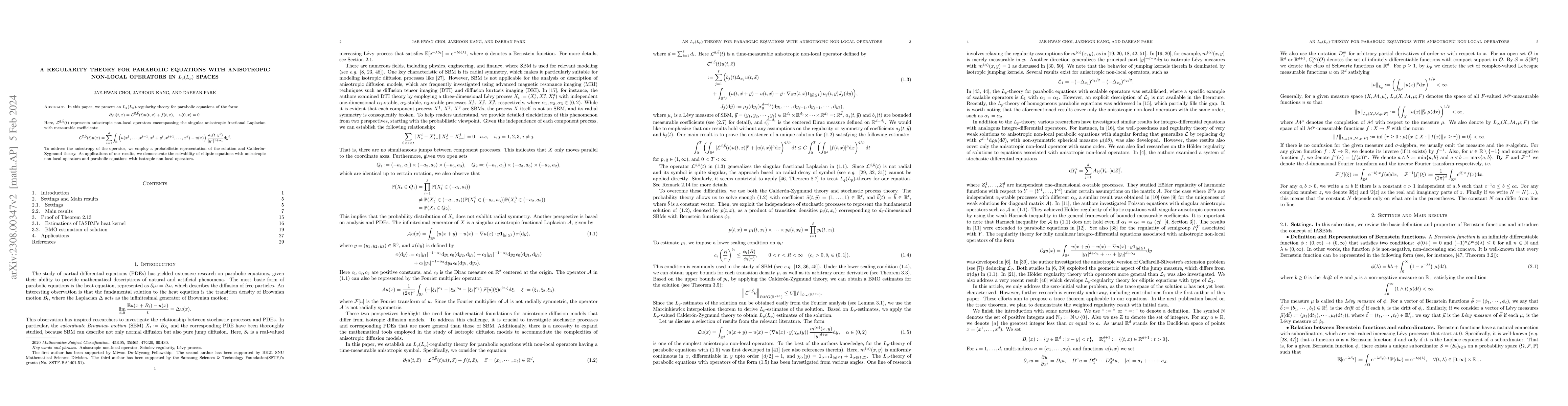 Thumbnail for A regularity theory for parabolic equations with anisotropic non-local
  operators in $L_{q}(L_{p})$ spaces