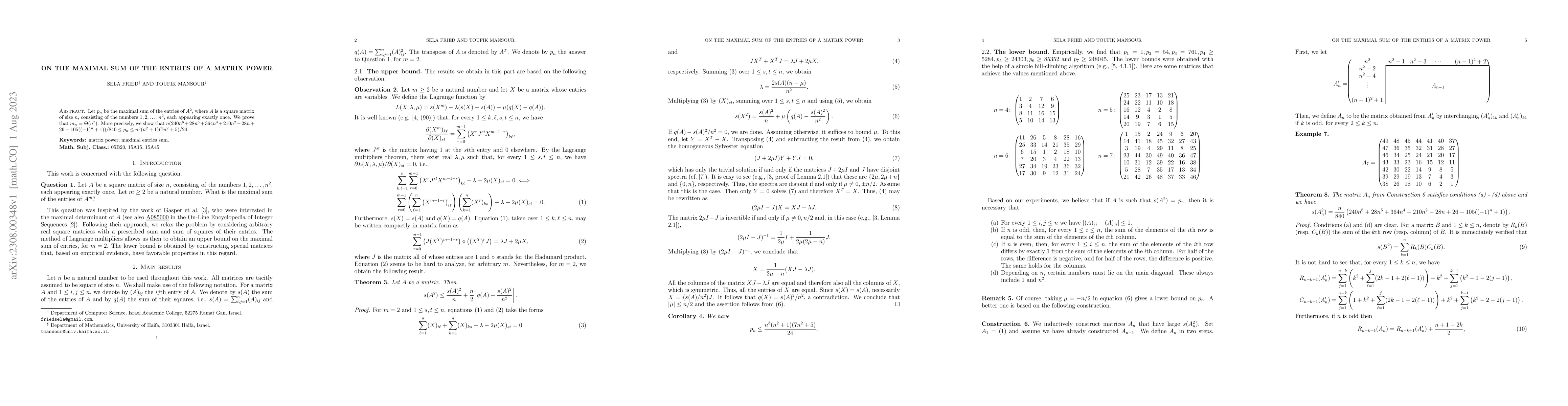 Thumbnail for On the maximal sum of the entries of a matrix power